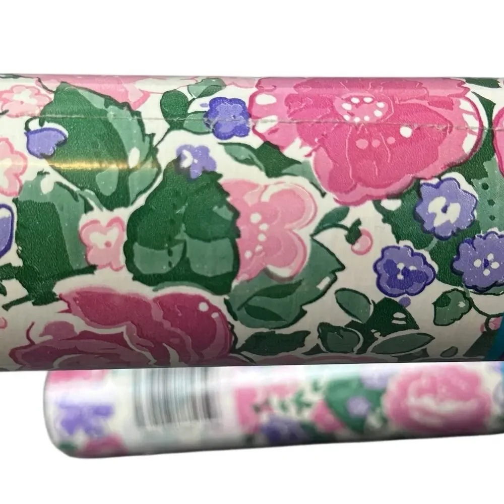 Vintage 1990s Rubbermaid Contact Paper English Roses 2 jumbo rolls 72 sf cottage